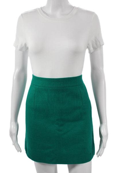 J Crew Womens A-Line Mini Skirt Green Wool Size 4