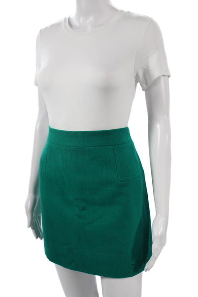 J Crew Womens A-Line Mini Skirt Green Wool Size 4