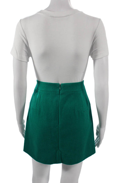 J Crew Womens A-Line Mini Skirt Green Wool Size 4