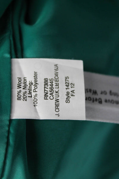 J Crew Womens A-Line Mini Skirt Green Wool Size 4