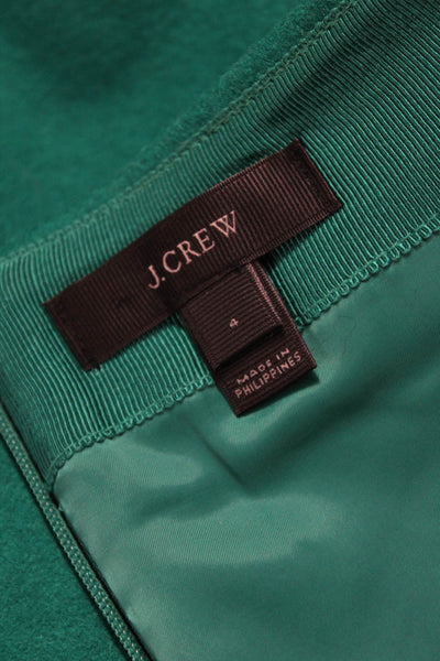 J Crew Womens A-Line Mini Skirt Green Wool Size 4