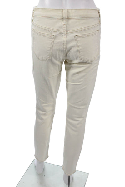 J Crew Womens Ankle Skinny Beige Jeans Button Closure Size 27