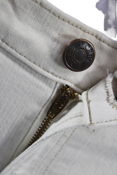 J Crew Womens Ankle Skinny Beige Jeans Button Closure Size 27