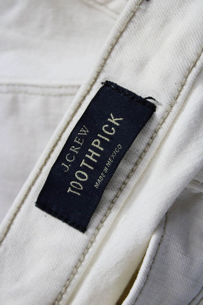 J Crew Womens Ankle Skinny Beige Jeans Button Closure Size 27