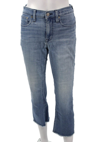 J Crew Womens Cropped Blue Mid Rise Jeans Button Size 28P