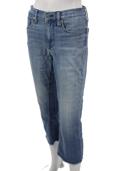 J Crew Womens Cropped Blue Mid Rise Jeans Button Size 28P