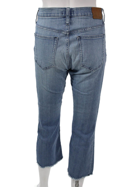 J Crew Womens Cropped Blue Mid Rise Jeans Button Size 28P