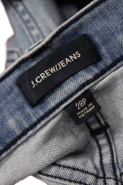 J Crew Womens Cropped Blue Mid Rise Jeans Button Size 28P