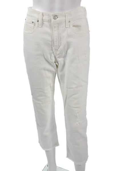 J Crew Women White Cropped Ankle Jeans Mid Rise Size 27