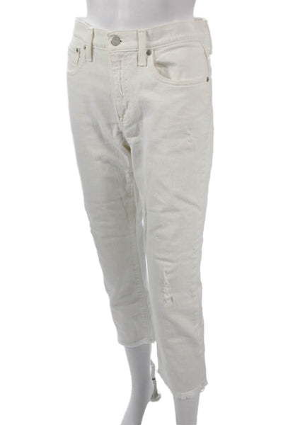 J Crew Women White Cropped Ankle Jeans Mid Rise Size 27