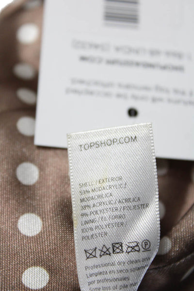 Topshop Womens Beige Polka Dot High Neck Sleeveless Vest Size 8