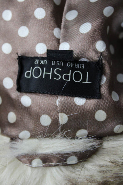 Topshop Womens Beige Polka Dot High Neck Sleeveless Vest Size 8