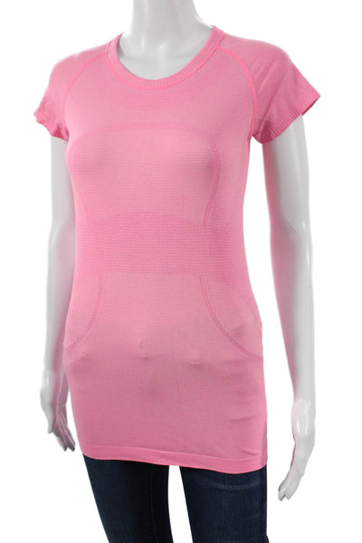 Lululemon Women Basic Tunic T-Shirt Pink Crew Neck Short Sleeve Size 6