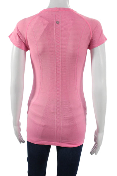 Lululemon Women Basic Tunic T-Shirt Pink Crew Neck Short Sleeve Size 6