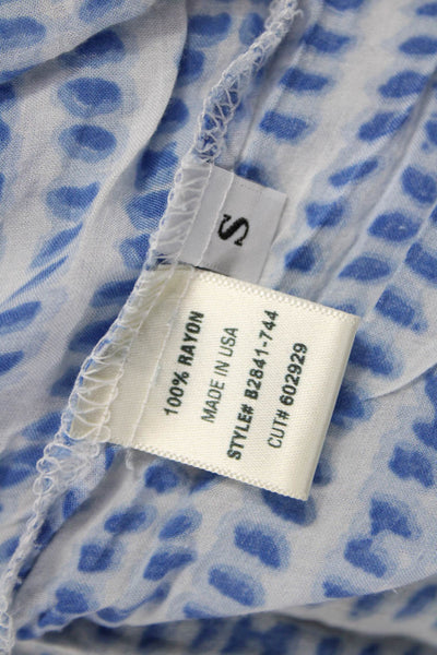 Bella Dahl Women Sleeveless Mock Neck Button Blouse Blue Rayon Size S