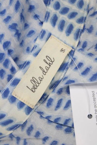 Bella Dahl Women Sleeveless Mock Neck Button Blouse Blue Rayon Size S