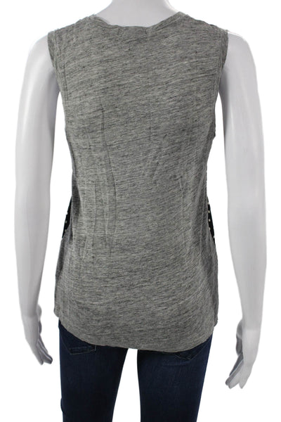 J Crew Women Black Polka Dot Silk Sleeveless Crew Neck Tank Size XS