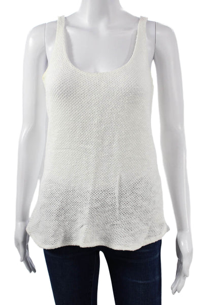 Velvet by Graham & Spencer Women Basic Tank White Round Neck Size S