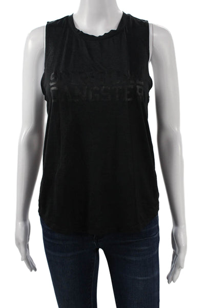 Spiritual Gangster Women Basic Sleeveless Black Graphic Tank Crew Neck Size S