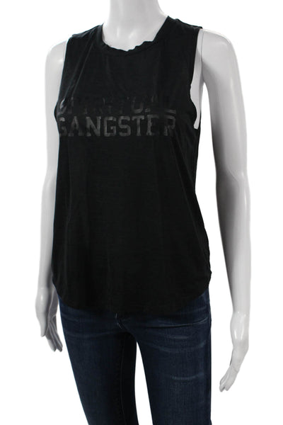 Spiritual Gangster Women Basic Sleeveless Black Graphic Tank Crew Neck Size S
