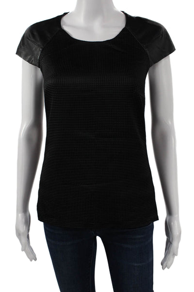 Bailey 44 Womens Basic Black Silk T Shirt Short Sleeve Round Neck Size S