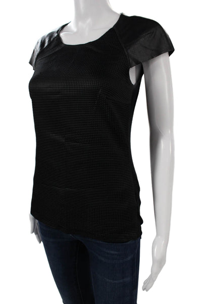 Bailey 44 Womens Basic Black Silk T Shirt Short Sleeve Round Neck Size S