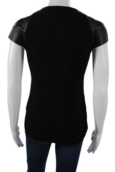 Bailey 44 Womens Basic Black Silk T Shirt Short Sleeve Round Neck Size S
