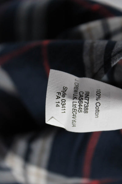 J Crew Womens Collared Plaid Button-Up Long Sleeve Dark Blue Cotton Size XS
