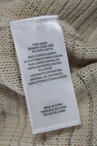 Splendid Unisex Striped V-Neck Pullover Sweater Beige Size XS