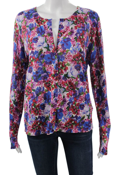 Escada Womens Multicolor Floral Viscose Cardigan Long Sleeve Size L