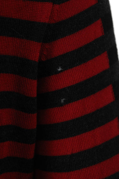Akris Punto Womens Striped Wool Round Neck Long Sleeve T Shirt Black Size 6