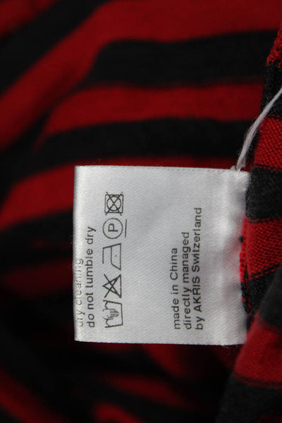 Akris Punto Womens Striped Wool Round Neck Long Sleeve T Shirt Black Size 6