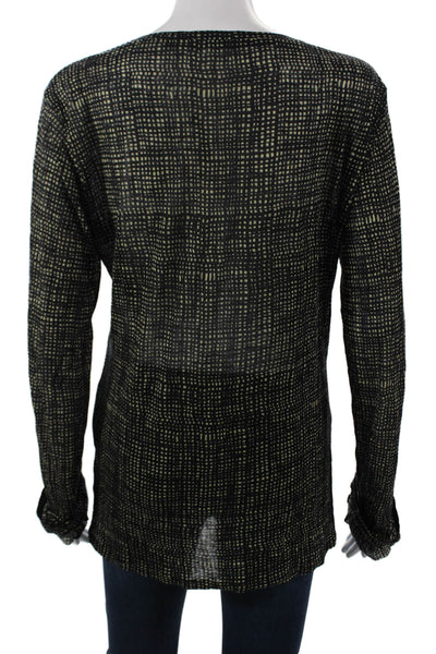 Samantha Sung Women Tunic Black Geometric Wool Long Sleeve Size 12
