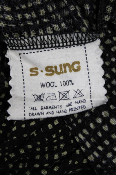 Samantha Sung Women Tunic Black Geometric Wool Long Sleeve Size 12