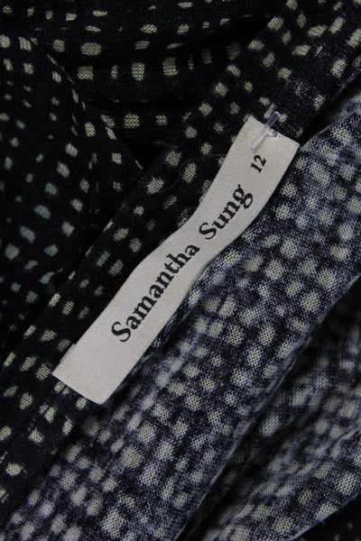 Samantha Sung Women Tunic Black Geometric Wool Long Sleeve Size 12