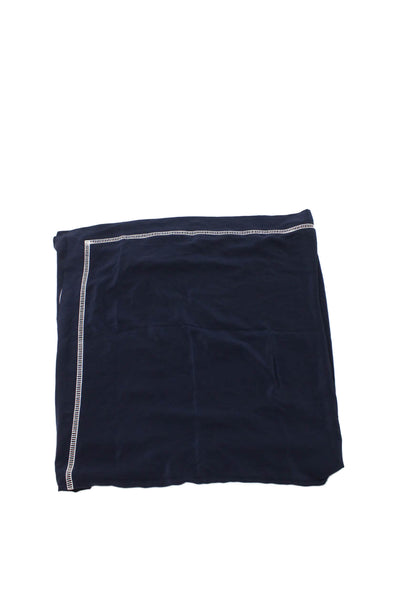 Bergdorf Goodman Womens Silk Cutout Border Detail Scarf Dark Blue