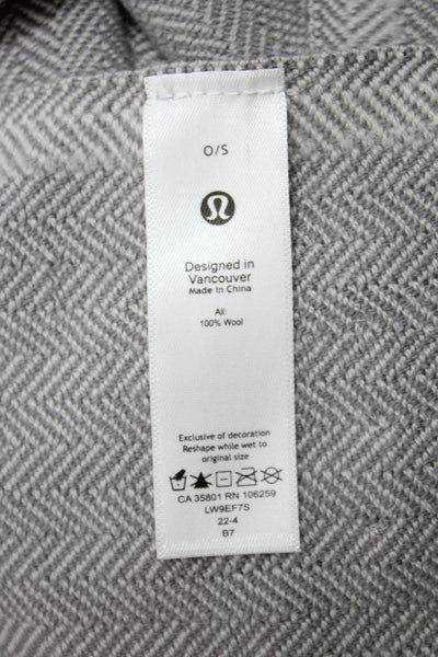 Lululemon Womens Herringbone Print Wide Scarf Grey Wool Size One Size
