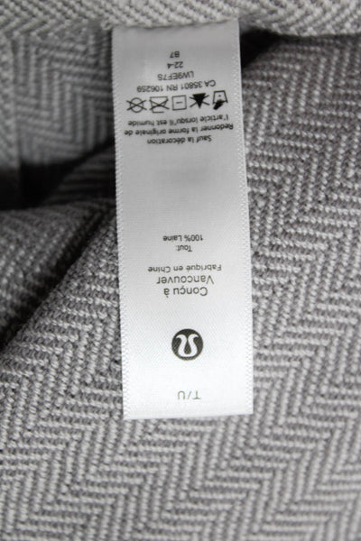 Lululemon Womens Herringbone Print Wide Scarf Grey Wool Size One Size