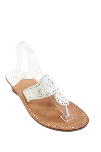 Jack Rogers Women's T-Staps Block Heel Leather Sandals White Size 38