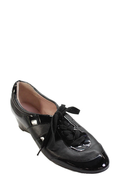 Taryn Rose Women's Leather Slight Wedge Leather Sneakers Black Size 8