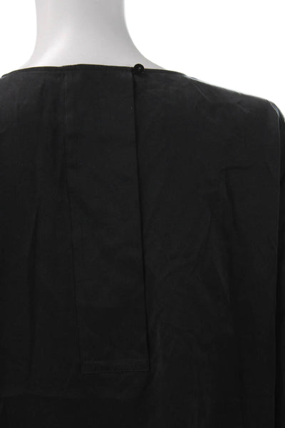 Eileen Fisher Women Silk Black Basic Blouse Long Sleeve Round Neck Size M