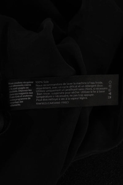 Eileen Fisher Women Silk Black Basic Blouse Long Sleeve Round Neck Size M