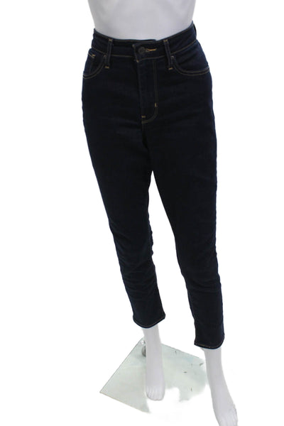 Levis Women Ankle Skinny Jeans Dark Blue Mid Rise Button Size 30