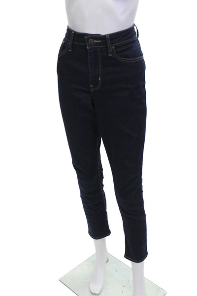 Levis Women Ankle Skinny Jeans Dark Blue Mid Rise Button Size 30