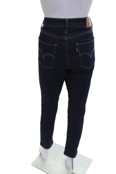 Levis Women Ankle Skinny Jeans Dark Blue Mid Rise Button Size 30