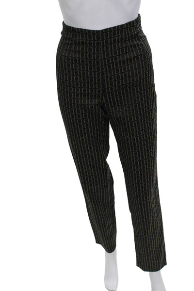 Piazza Sempione Womens Dress Pants Black Geometric Zip Size 40