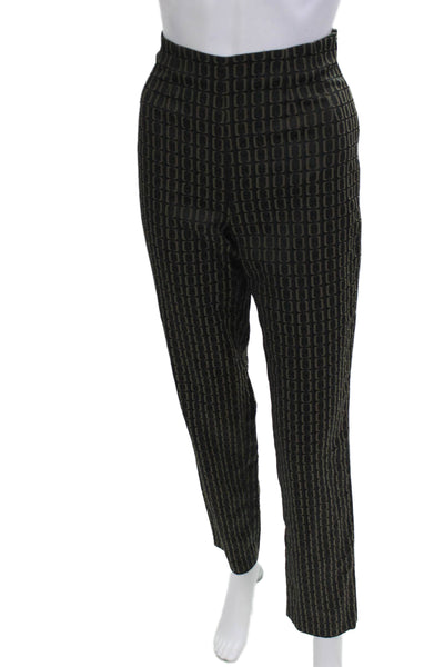 Piazza Sempione Womens Dress Pants Black Geometric Zip Size 40