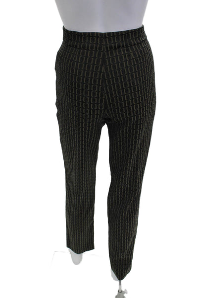 Piazza Sempione Womens Dress Pants Black Geometric Zip Size 40