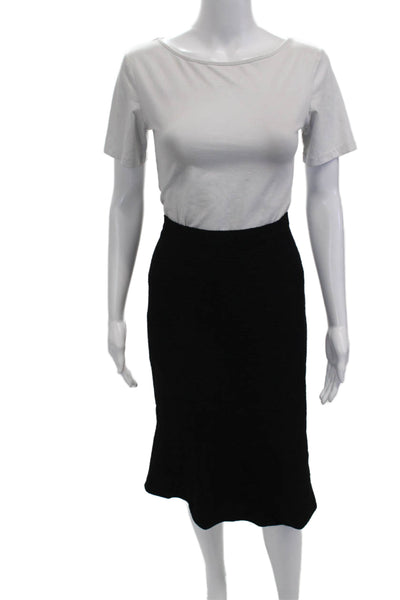 Agnona Womens Straight Pencil Skirt Black 80% Virgin Wool Size 12