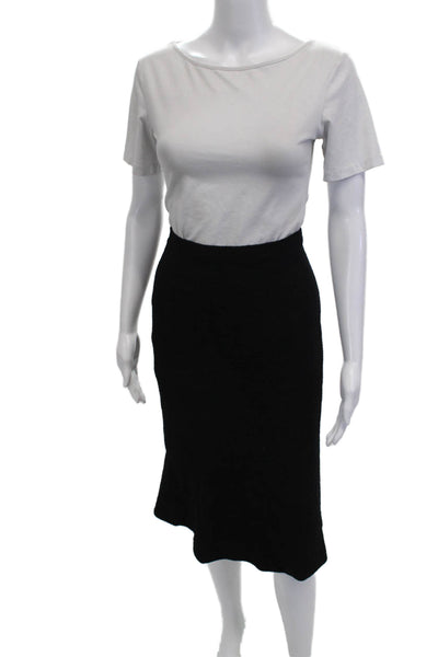 Agnona Womens Straight Pencil Skirt Black 80% Virgin Wool Size 12